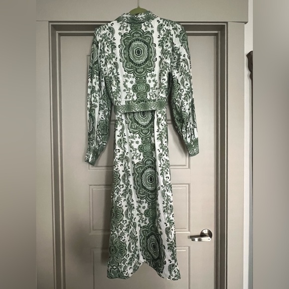 Anthropologie Green and White Long Sleeve Dress - Picture 5 of 7